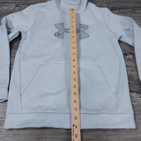 Under Armour Storm Sweatshirt Youth Medium Hoodie Cold Gear Gray Pullover Logo - Picture 4 of 6
